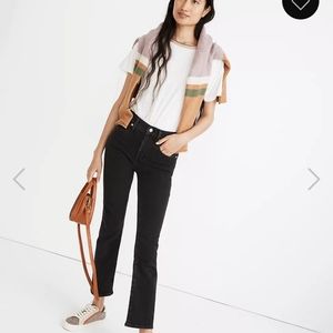 Madewell dark grey wash jeans boot cut cropped